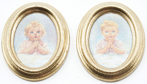 Dollhouse Miniature Bedtime Prayer/Oval 2Pc